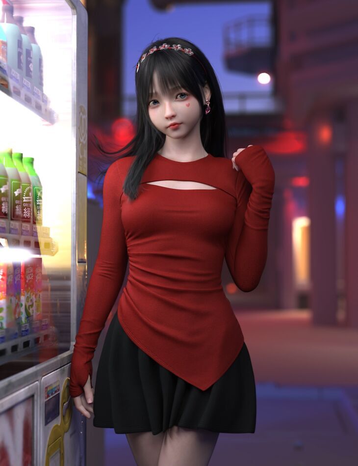 dForce SU Asymmetrical Outfit for Genesis 9, 8.1, and 8 Female_DAZ3D下载站