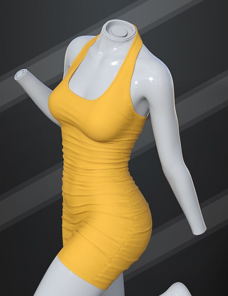 dForce SU Halter Dress for Genesis 9, 8.1, and 8 Female_DAZ3D下载站