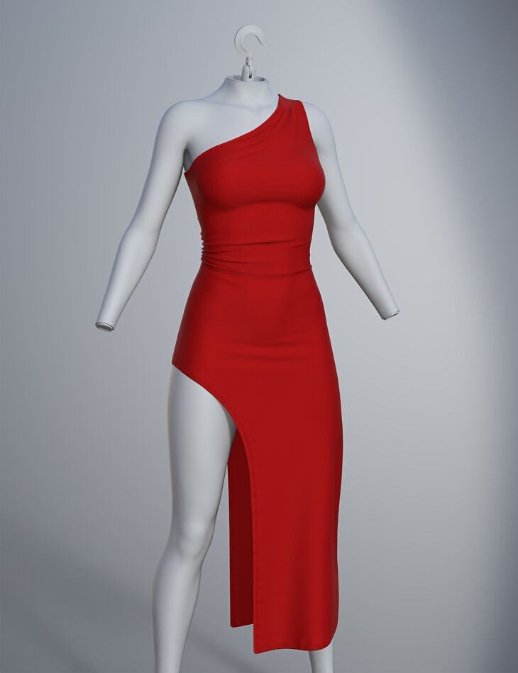 dForce SU One Shoulder Dress for Genesis 9, 8.1, and 8 Female_DAZ3DDL