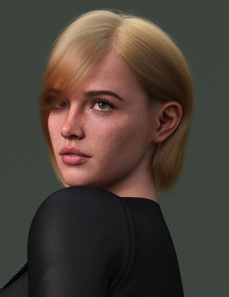 dForce Strand-Based Behind Ear Style Bob Hair for Genesis 9_DAZ3D下载站