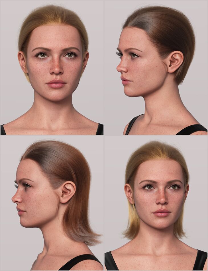 dForce Strand-Based Short and Long Slicked Back Hair for Genesis 9 and 8 Female_DAZ3D下载站