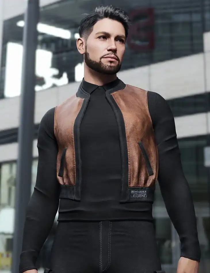 dForce XS Boyfriend Jacket and Shirt for Genesis 9_DAZ3D下载站