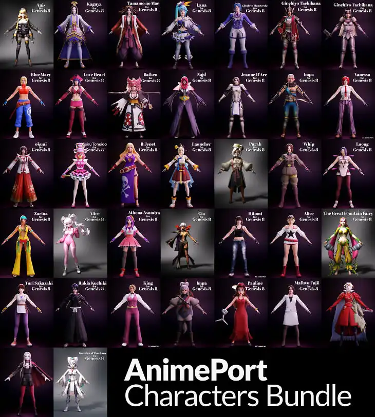 AnimePort Characters Bundle_DAZ3D下载站