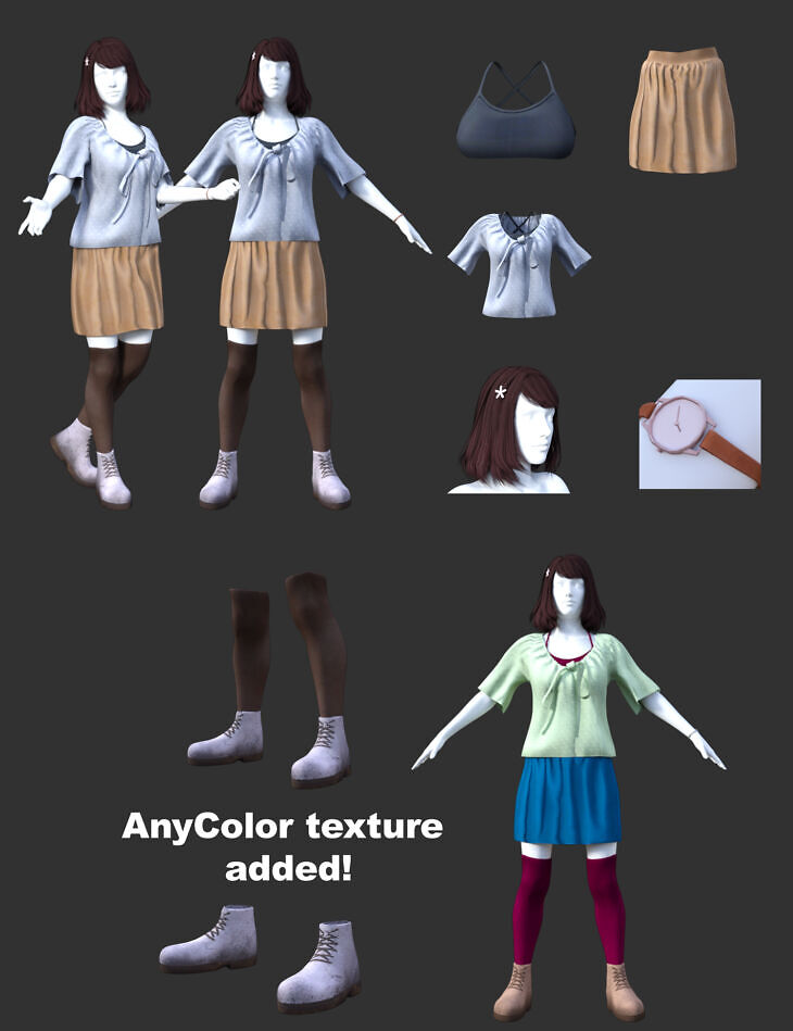 Cute Shirt Outfit for Genesis 8 Female_DAZ3D下载站