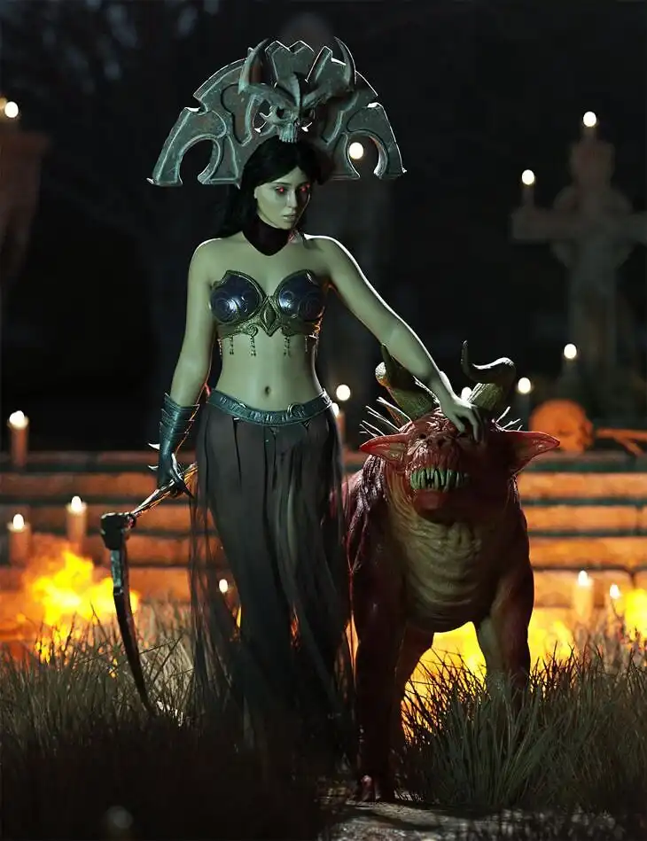 Hell Hound Poses for Genesis 9 Feminine and Demon Dog_DAZ3DDL