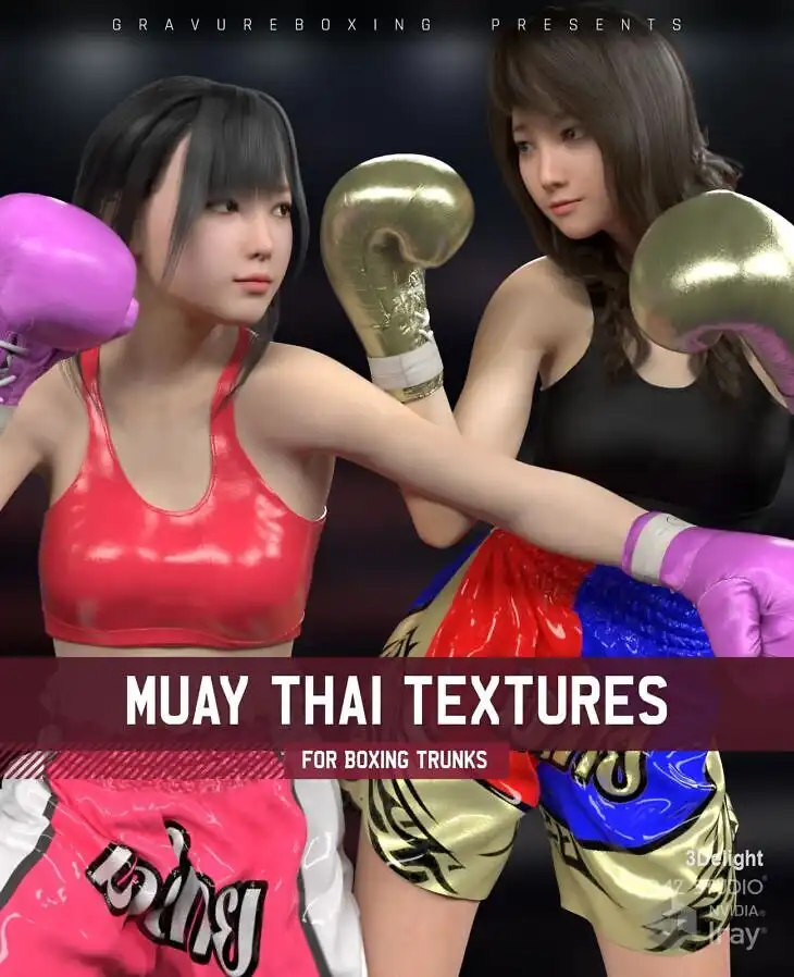 Muay Thai Textures for Boxing Trunks_DAZ3D下载站