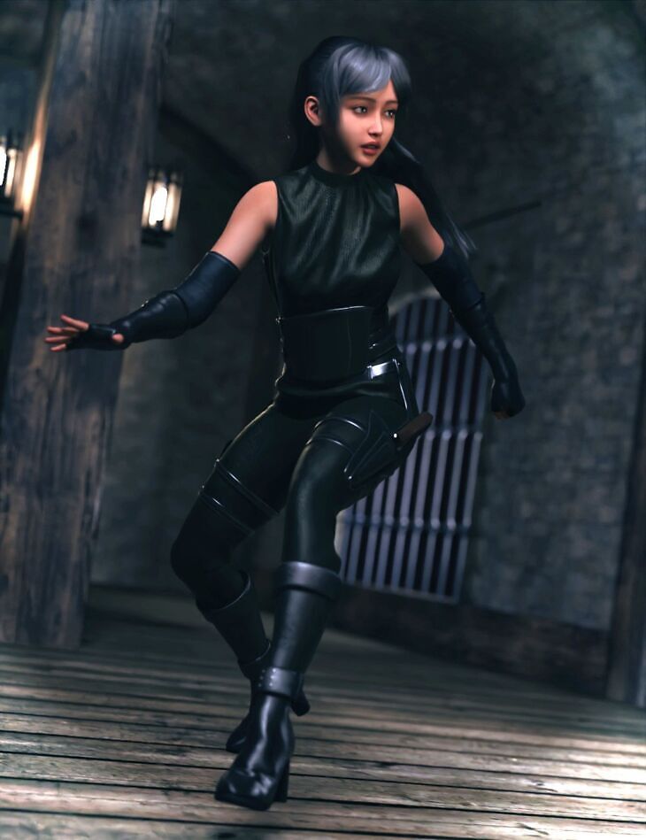 dForce Assassin Fighter Outfit for Genesis 9_DAZ3D下载站