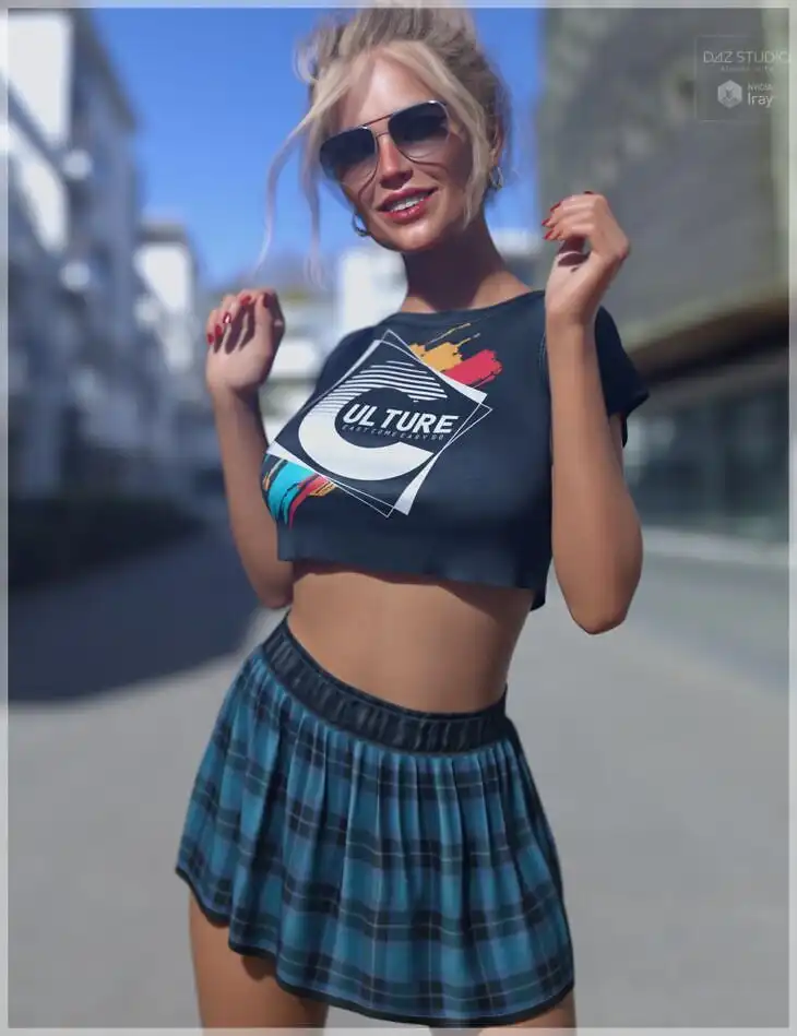 dForce Crop Top and Skirt G8G8.1F_DAZ3D下载站