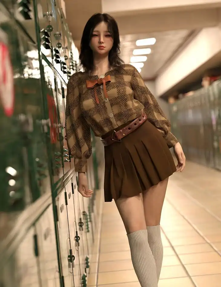 dForce EG Pleated Skirt for Genesis 9_DAZ3D下载站