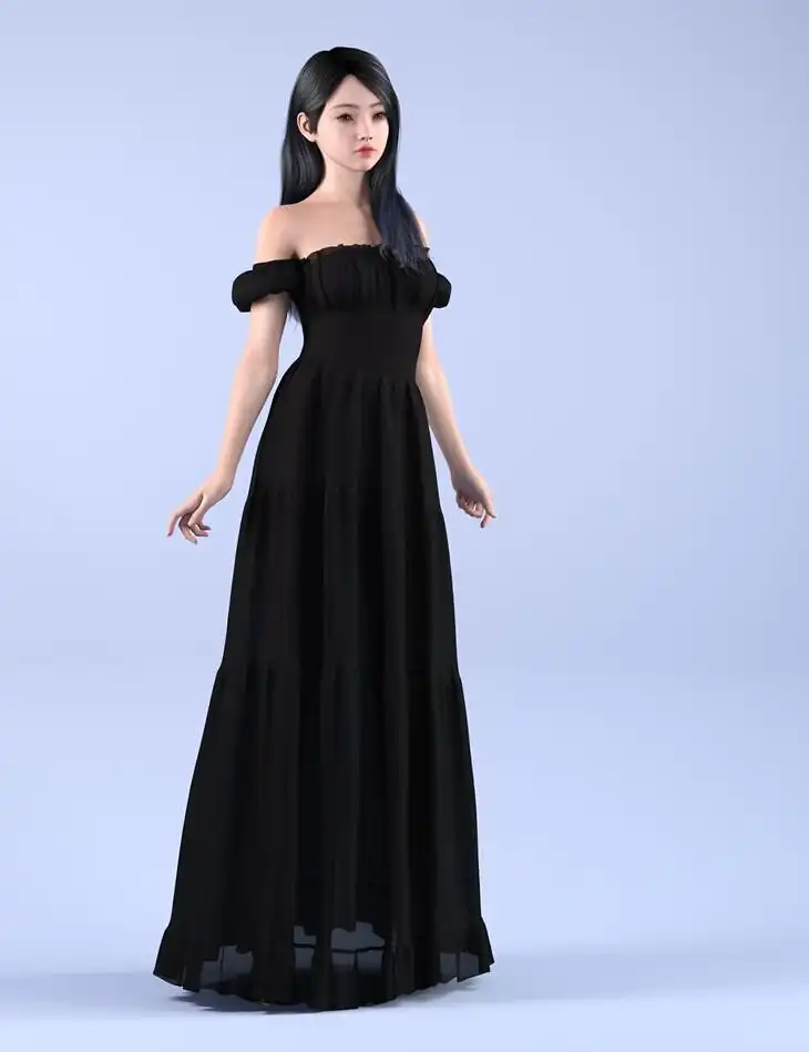 dForce HnC24 Off Shoulder Dress for Genesis 9_DAZ3DDL