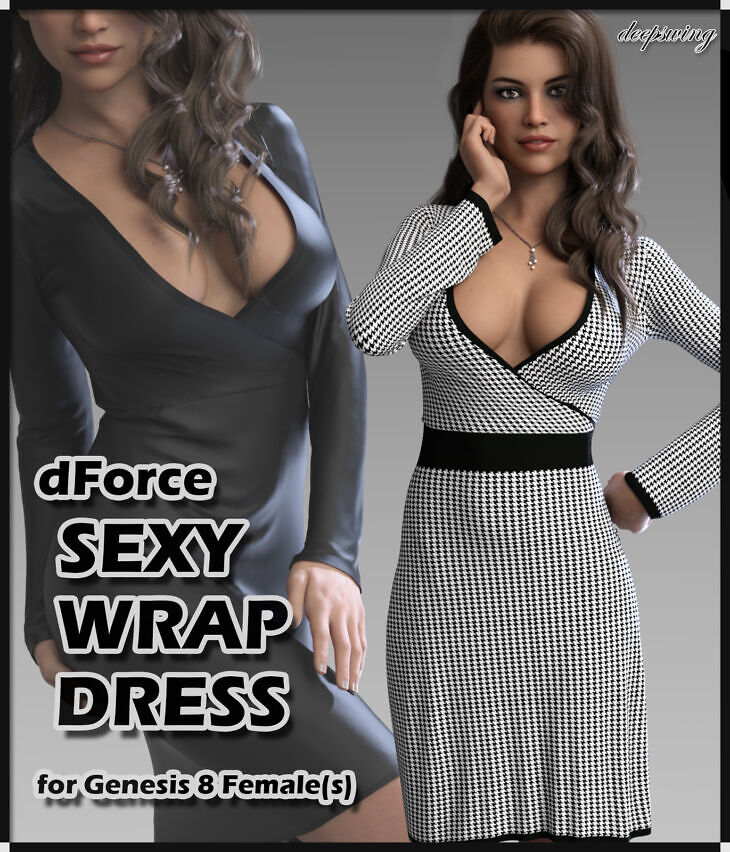 dForce Sexy Wrap Dress for Genesis 8 Female(s)_DAZ3D下载站