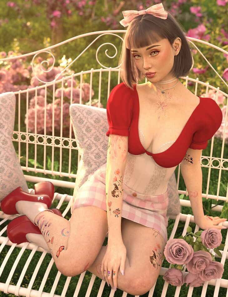 Coquette Tattoos for Genesis 9_DAZ3D下载站