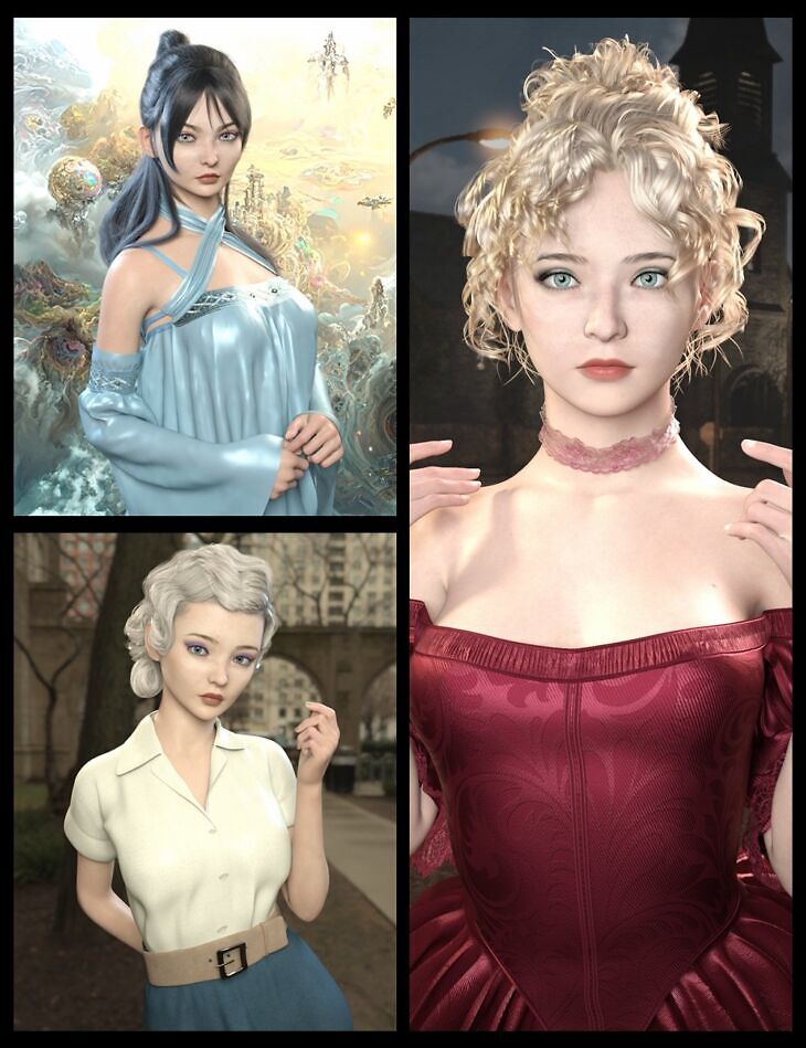 EG Heen, Lina and Wilu for Genesis 9 Bundle_DAZ3D下载站