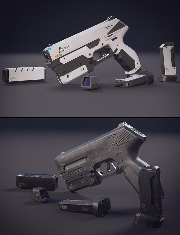 Energy Handgun And Accessories_DAZ3D下载站