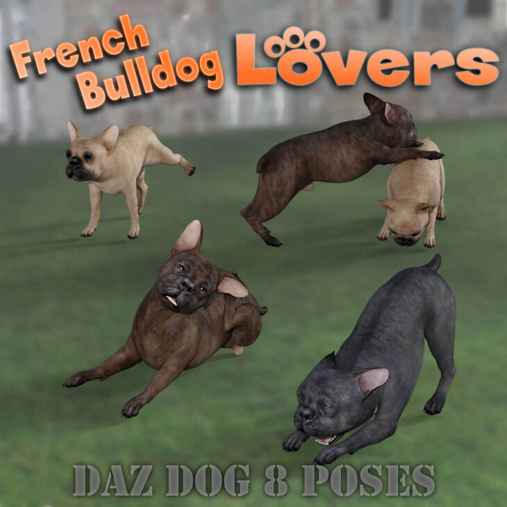 French Bulldog Lovers Poses-French Bulldog Breed (Daz Dog 8)_DAZ3D下载站