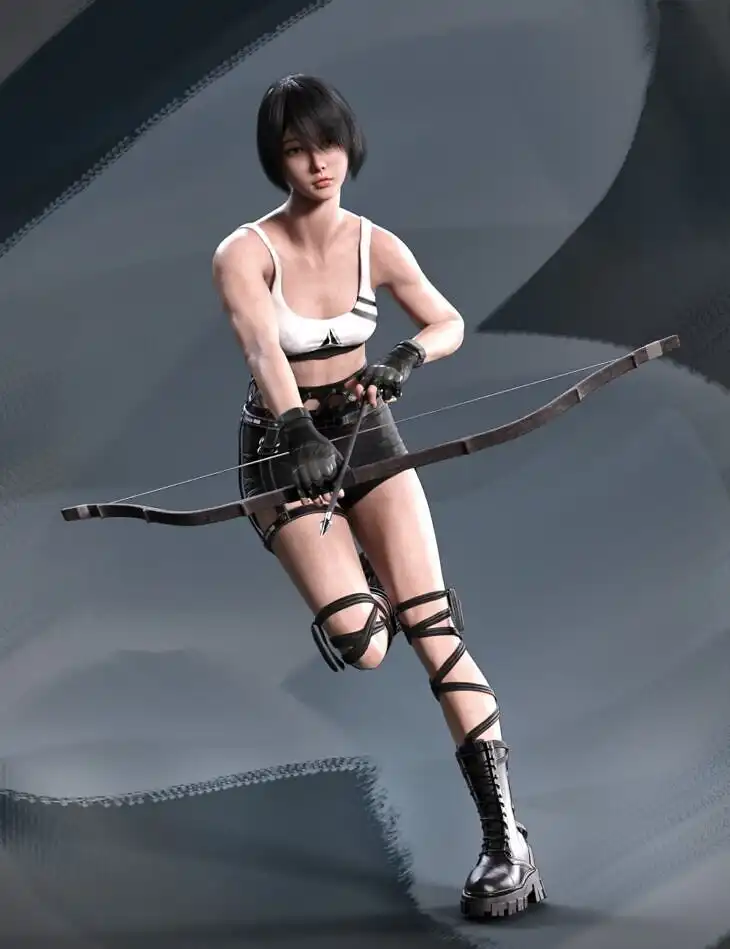 KuJ Girl’s Bow and Arrow Poses for Genesis 9_DAZ3D下载站