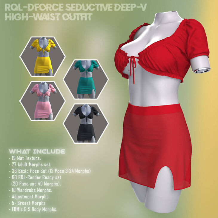 Rql-dForce Seductive Deep-V High-Waist Outfit for G8F & G8.1F_DAZ3DDL