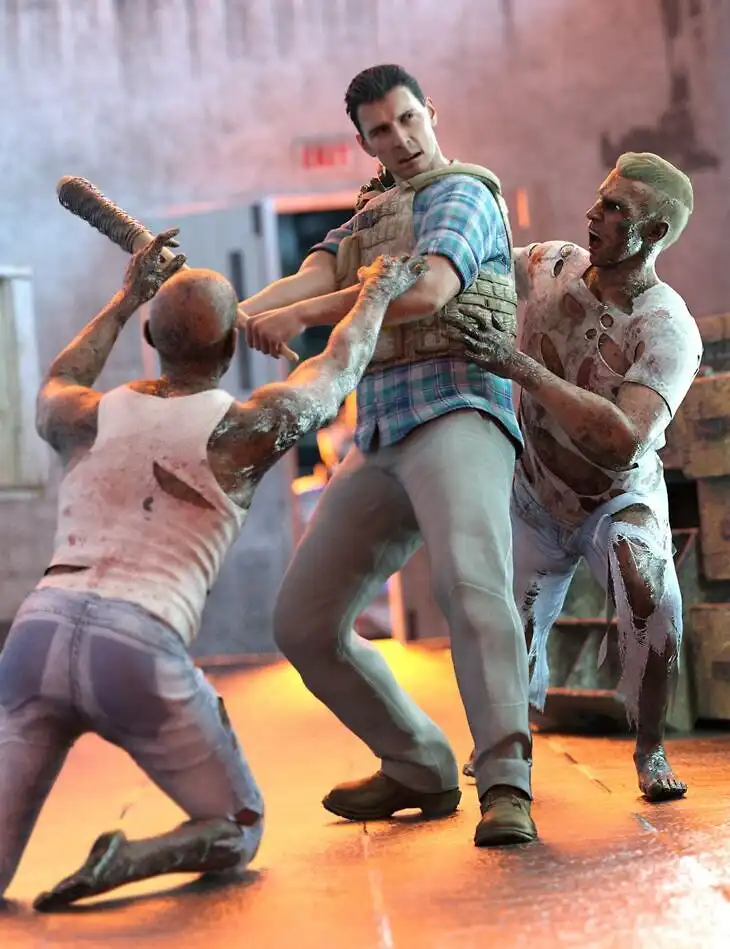 Zombie Hunter Poses for Genesis 8.1 Male_DAZ3D下载站