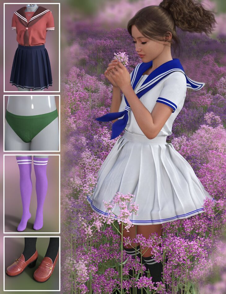 dForce BRZ Sailor Uniform and Poses for Genesis 9_DAZ3DDL