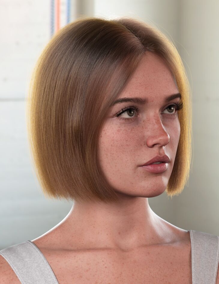 dForce Strand-Based Sleek Mid Part Bob Hair for Genesis 9 and 8 Female_DAZ3DDL