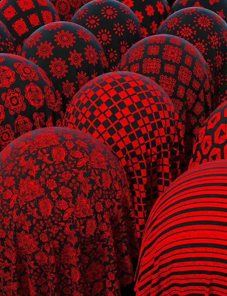 Black and Red Fabric Iray Shaders_DAZ3D下载站