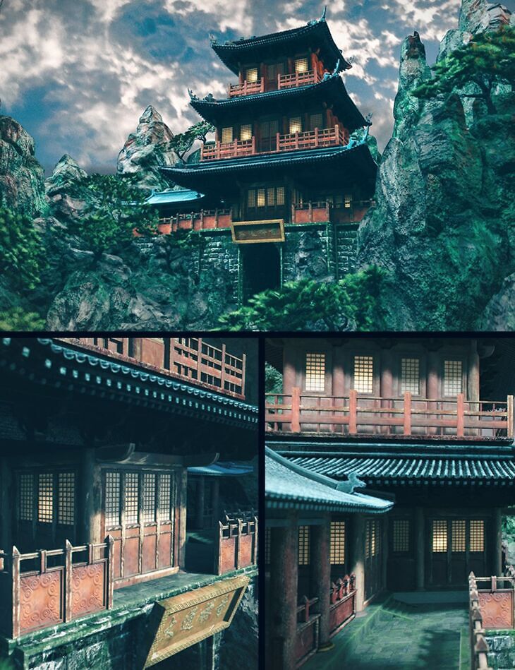 Chinese Mountain Temple_DAZ3D下载站