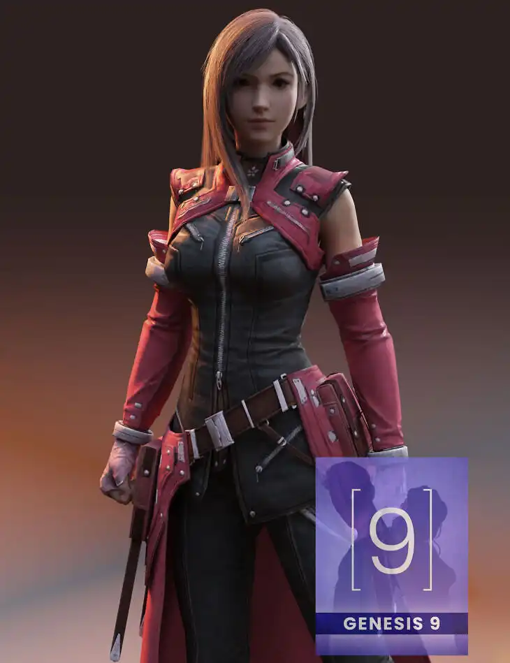 FF Aerith Rosy Battlesuit for G9_DAZ3D下载站