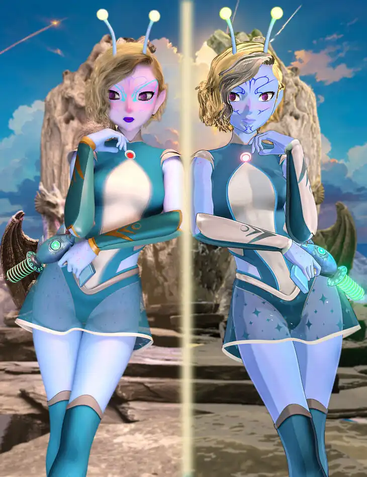 Galaxy Alien Outfit and Shape for Genesis 9 and Genesis 9 Toon_DAZ3DDL