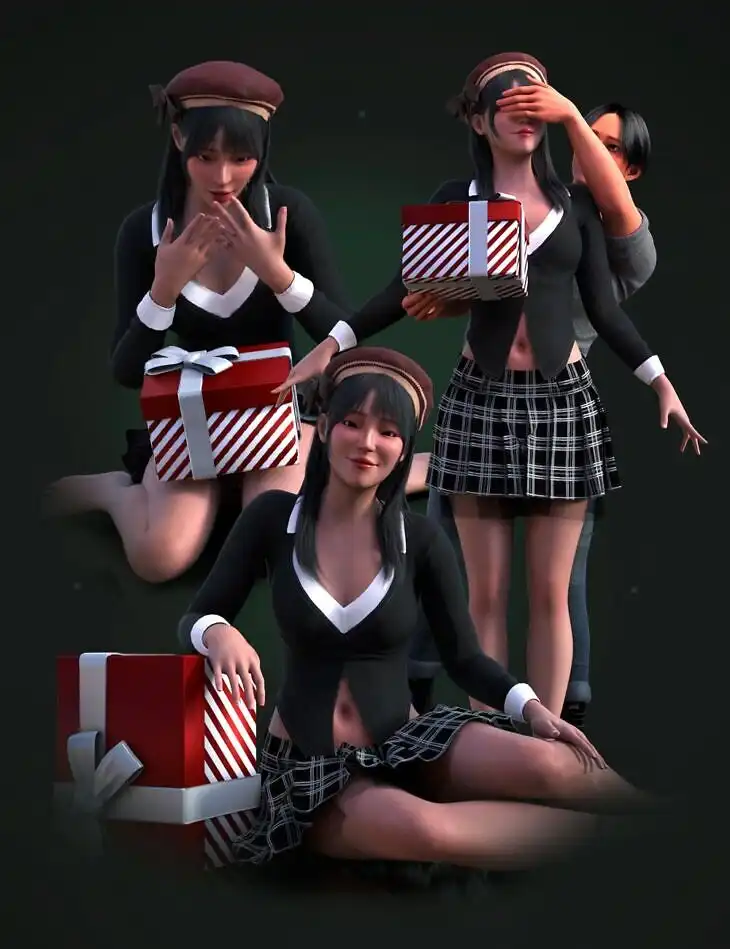 LA Christmas Morning Props and Poses for Genesis 9 and 8_DAZ3D下载站