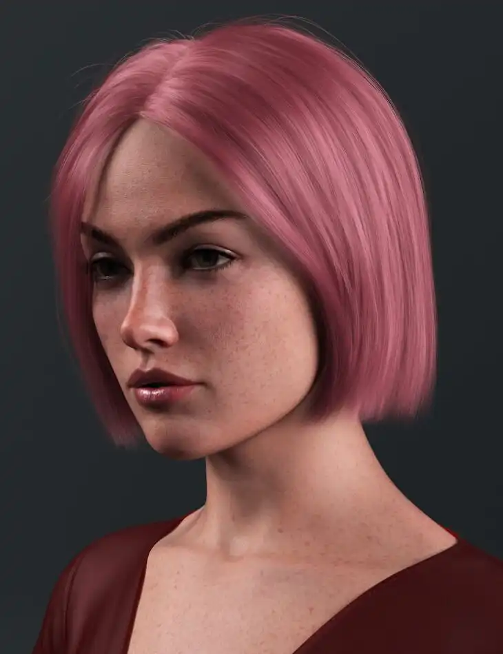 Sleek Mid Part Bob Hair Card-Based Version for Genesis 9 and 8 Female_DAZ3DDL