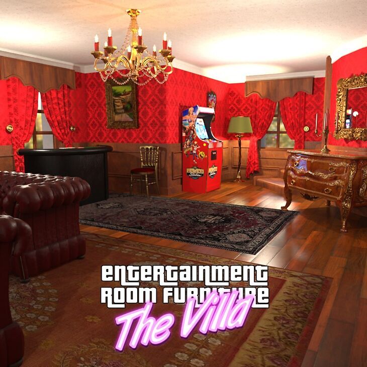 The Villa – ENTERTAINMENT ROOM FURNITURE for Daz Studio_DAZ3DDL