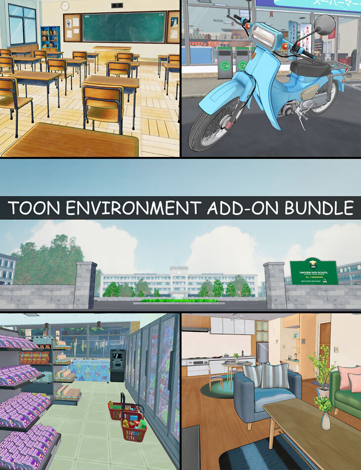 Toon Environment Add-On Bundle_DAZ3D下载站