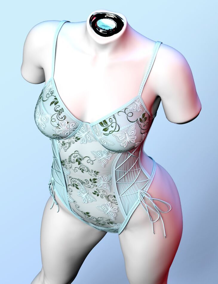 X-Fashion Vintage Lace Bodysuit for Genesis 9_DAZ3D下载站