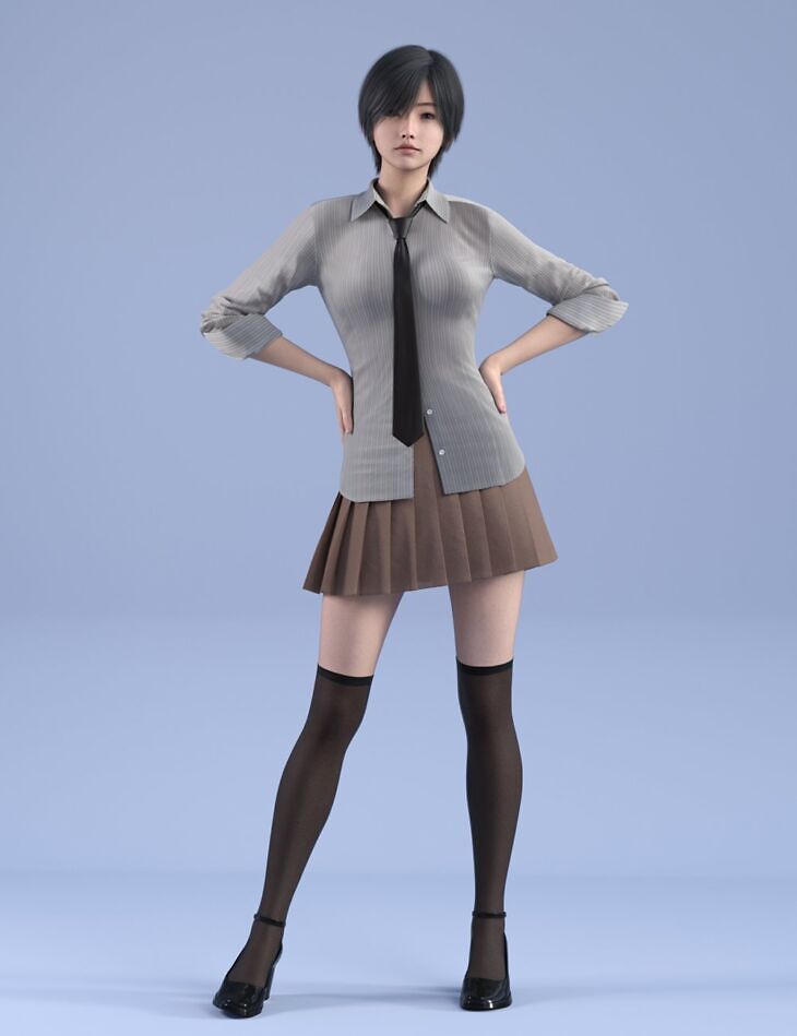 dForce HnC24 Chic Striped Shirt Outfits for Genesis 9_DAZ3DDL