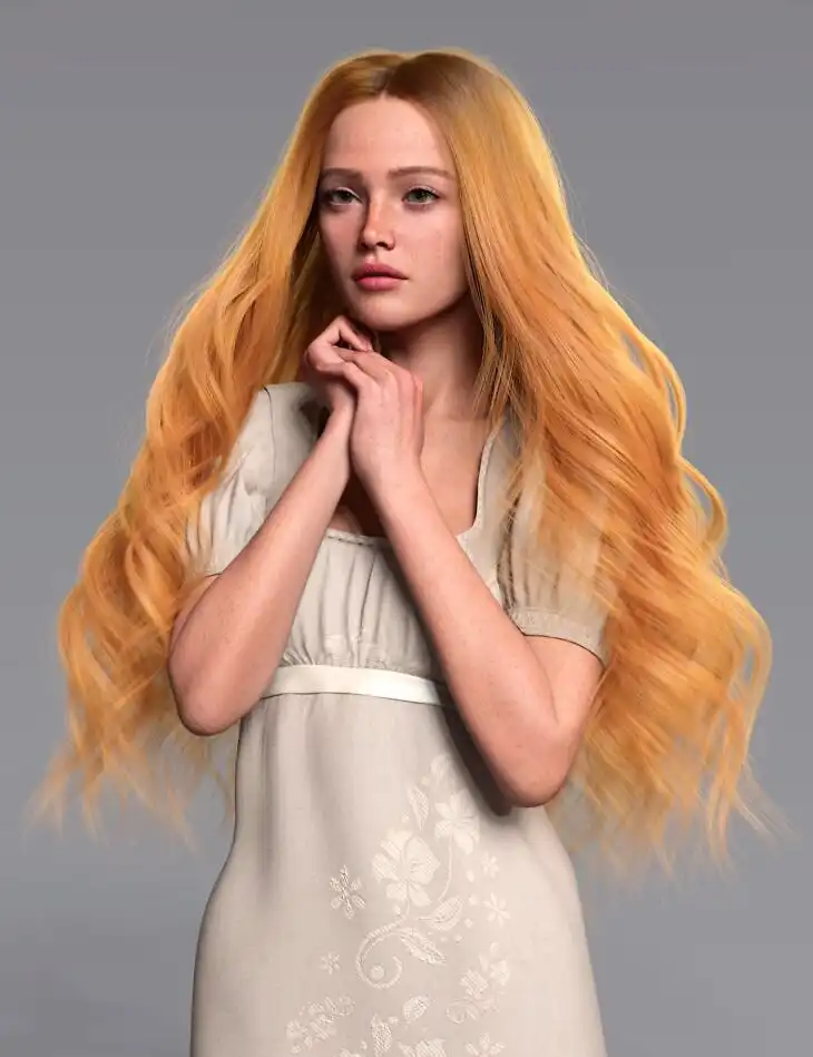 dForce Long Wavy Hair for Genesis 9_DAZ3DDL