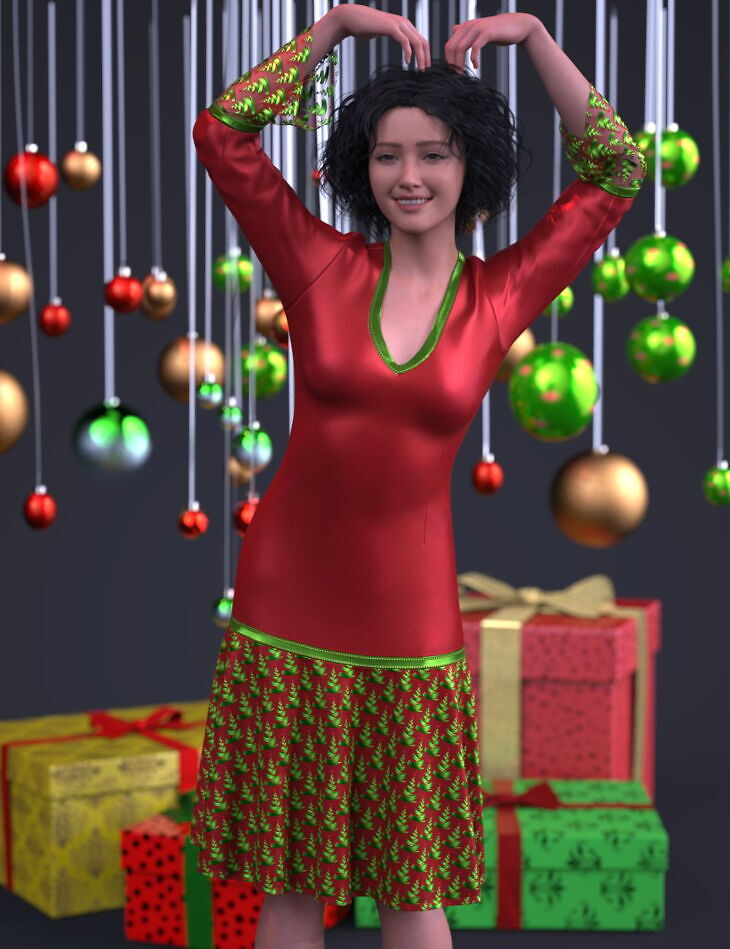 dForce Noel Festive Dress for Genesis 9_DAZ3DDL