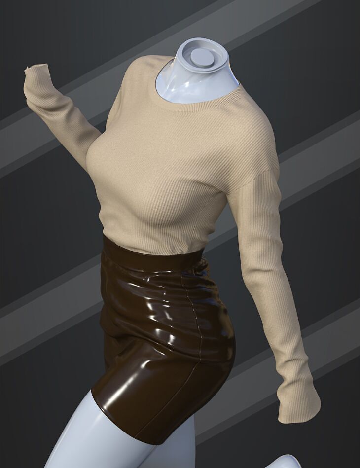 dForce SU Loose Sweater Set for Genesis 9, 8.1, and 8 Female_DAZ3D下载站