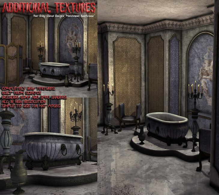 Add-on textures for Montespan Bathroom_DAZ3DDL