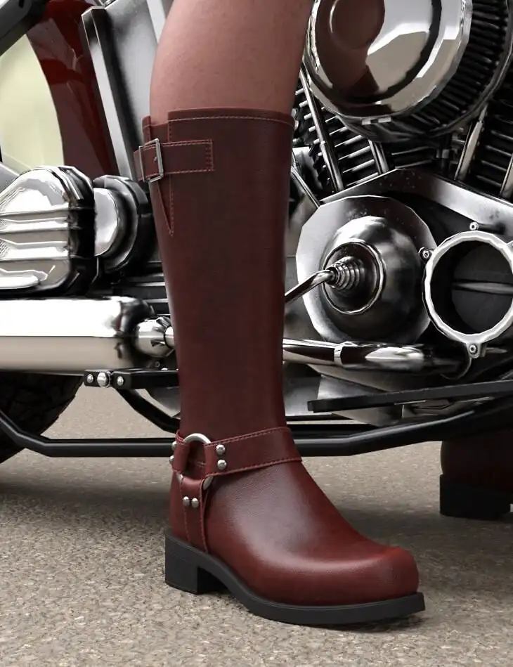 Buckled Moto Boots for Genesis 9, 8.1, and 8 Female_DAZ3DDL