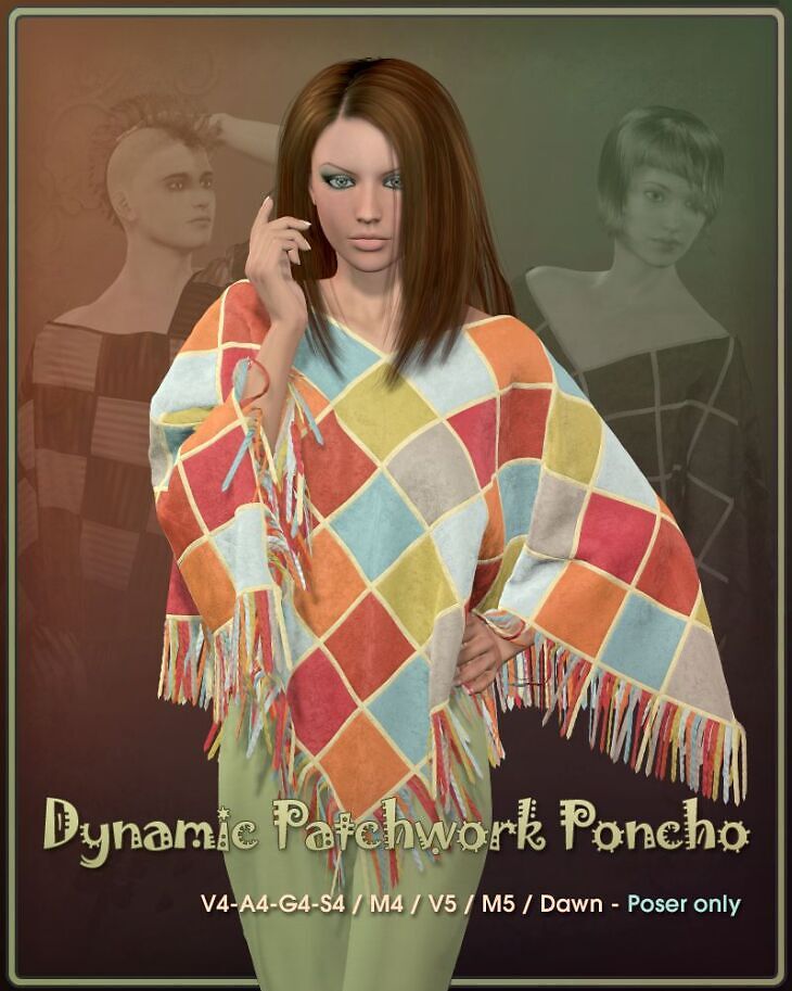 Dynamic Patchwork Poncho_DAZ3DDL