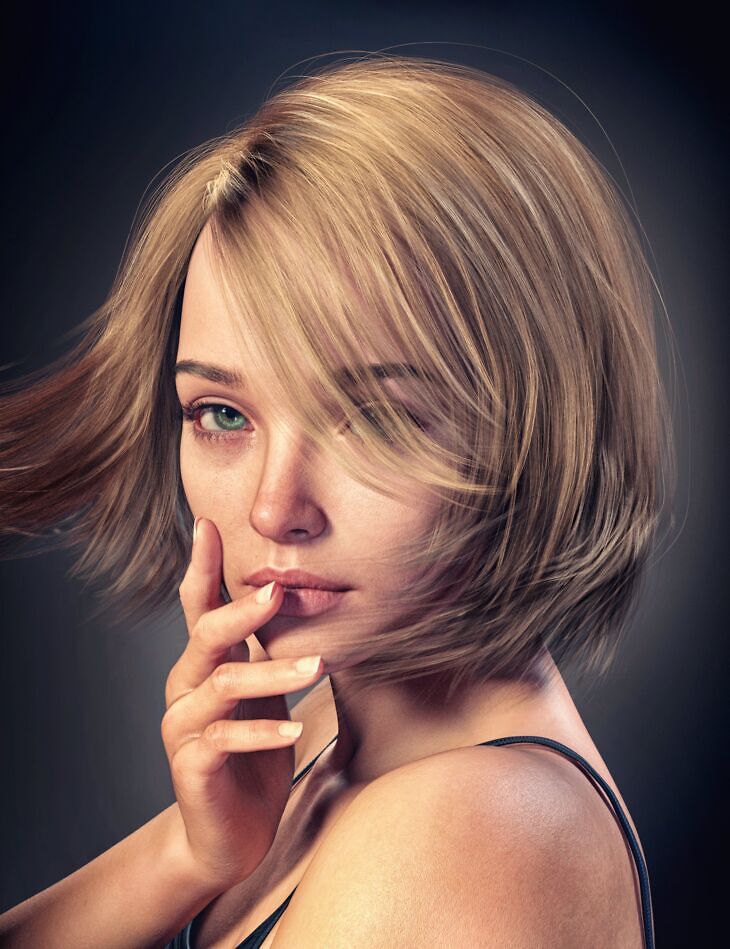 FE Side Bob Hair for Genesis 9_DAZ3D下载站