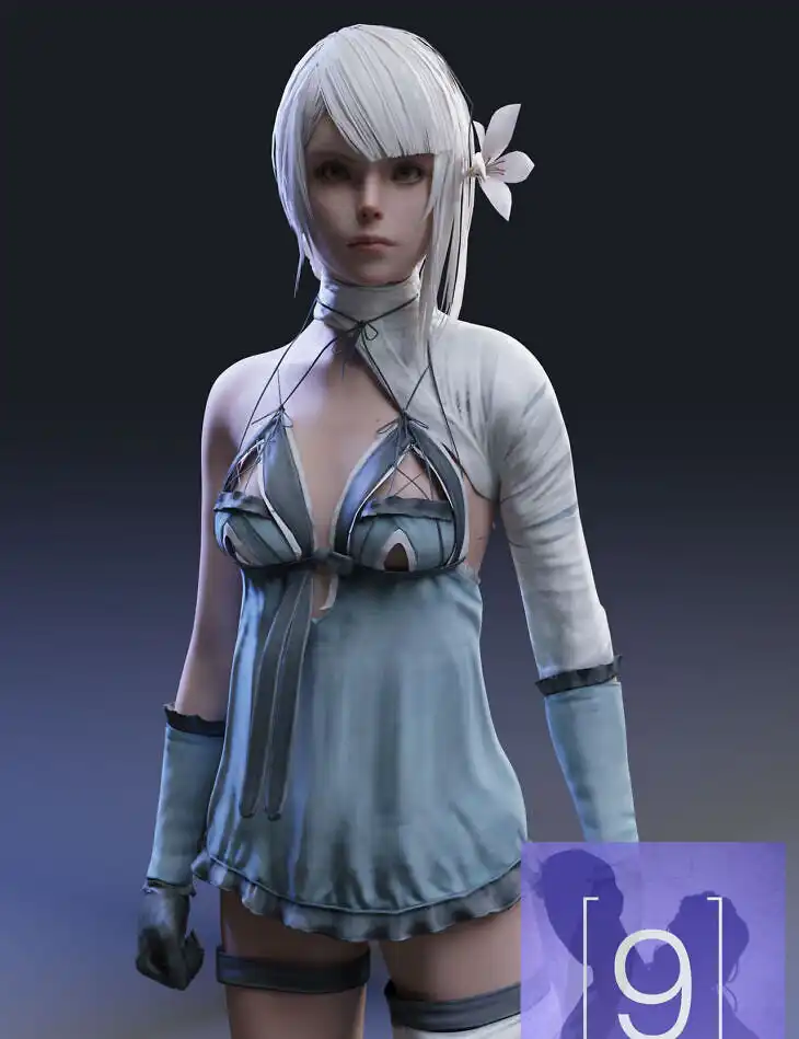 Nier Kaine Blue Dress Outfir for G9_DAZ3DDL