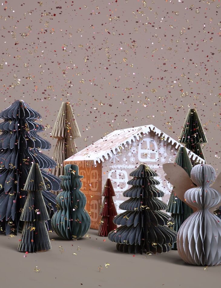 Paper Christmas Props_DAZ3D下载站