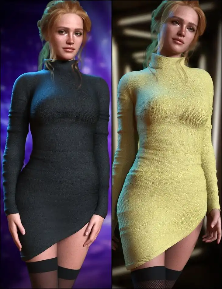 Sweater Dress Set for Genesis 9_DAZ3D下载站
