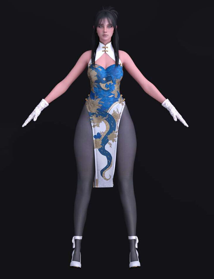 The First Descendant Outfit Blue Dragon for G8F_DAZ3DDL