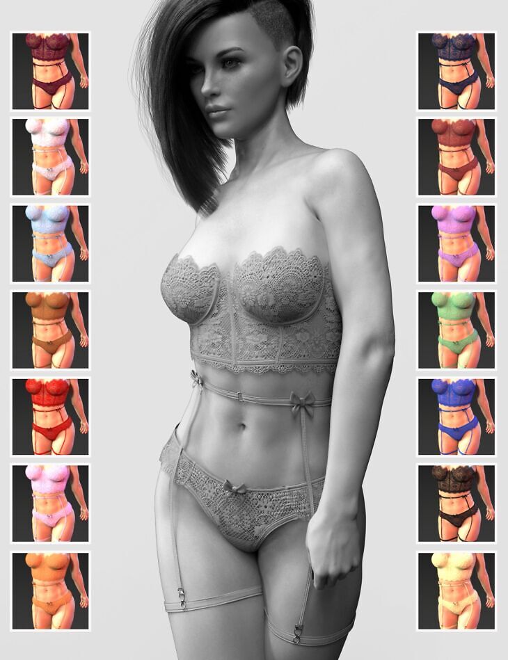 X-Fashion Lily Lingerie Set for Genesis 8, 8.1 and 9_DAZ3D下载站