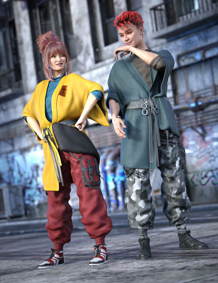 dForce Urban Samurai Outfit Texture Add-On_DAZ3D下载站