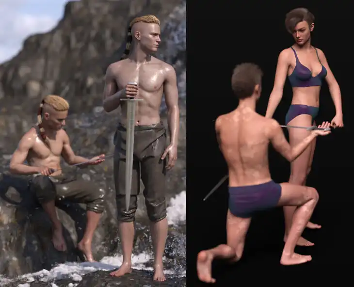 Free Viking Sword and Sword Poses for Genesis 8 and 9_DAZ3D下载站