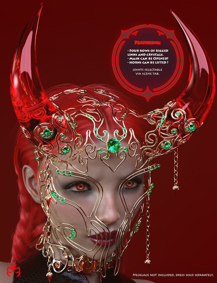 Jeweled Oni Mask for Genesis 9, 8.1, 8, and 3_DAZ3D下载站