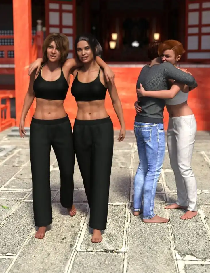 Together With Friends Poses for Genesis 9, 8, and 8.1 Female_DAZ3D下载站